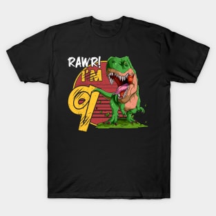 Kids 9 Rex 9th Birthday Shirt Third Dinosaur 9 Year Old T-Shirt